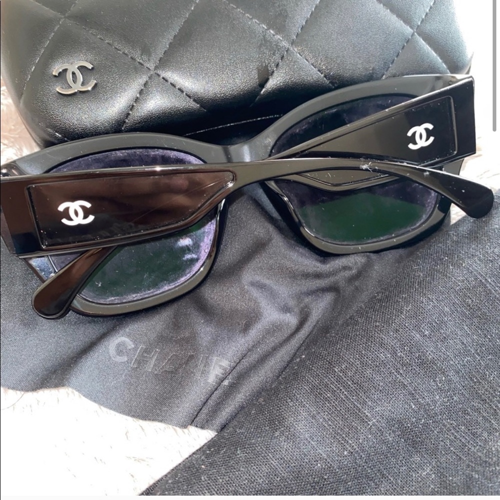 CHANEL REAL All Black SQUARE SUNGLASSES